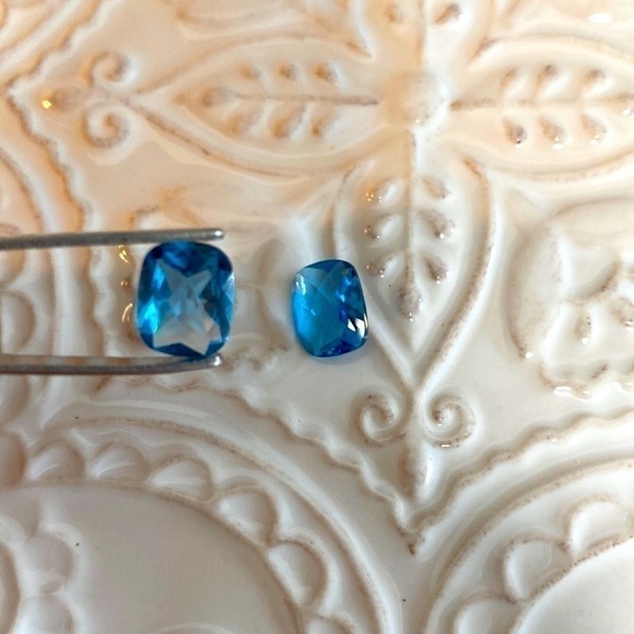 Ocean Blue Topaz Cushion Gemstone Sterling Silver Earrings 8Ct Sparkle Shimmer - Picture 14 of 15